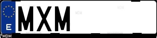 Matrícula española MXM, correspondiente al año 2024