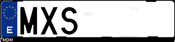 Matrícula española MXS, correspondiente al año 2025