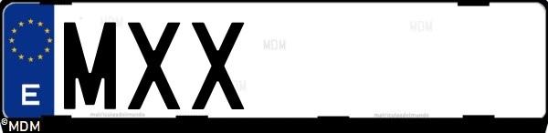 Matrícula española MXX, correspondiente al año 2025