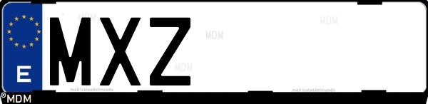 Matrícula española MXZ, correspondiente al año 2025
