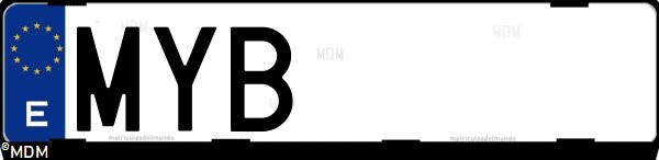 Matrícula española MYB, correspondiente al año 2025