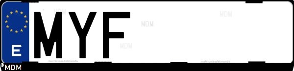 Matrícula española MYF, correspondiente al año 2025