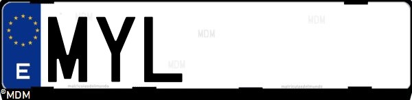 Matrícula española MYL, correspondiente al año 2025