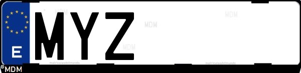 Matrícula española MYZ, correspondiente al año 2025