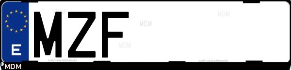 Matrícula española MZF, correspondiente al año 2025