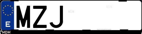 Matrícula española MZJ, correspondiente al año 2025
