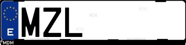 Matrícula española MZL, correspondiente al año 2025