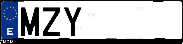 Matrícula española MZY, correspondiente al año 2025