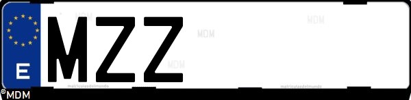 Matrícula española MZZ, correspondiente al año 2025