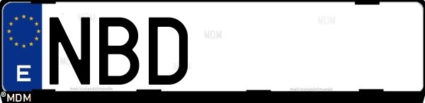 Matrícula española NBD, correspondiente al año 2025