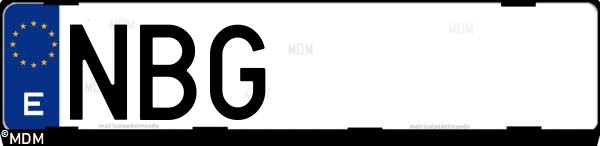 Matrícula española NBG, correspondiente al año 2025