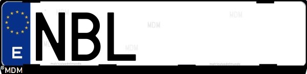 Matrícula española NBL, correspondiente al año 2025