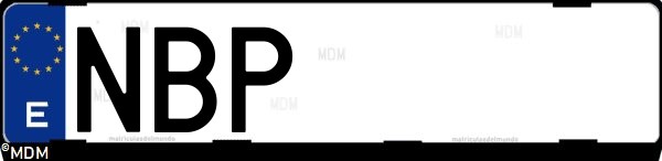 Matrícula española NBP, correspondiente al año 2025