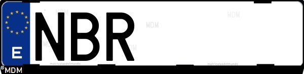 Matrícula española NBR, correspondiente al año 2025
