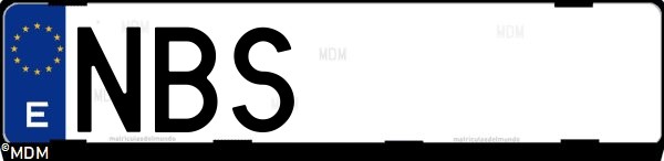 Matrícula española NBS, correspondiente al año 2025