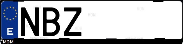 Matrícula española NBZ, correspondiente al año 2025