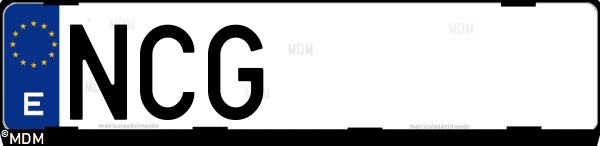 Matrícula española NCG, correspondiente al año 2025