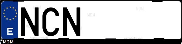 Matrícula española NCN, correspondiente al año 2025