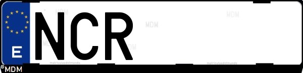 Matrícula española NCR, correspondiente al año 2025