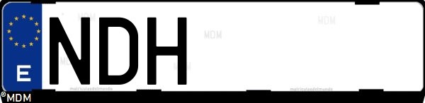 Matrícula española NDH, correspondiente al año 2025