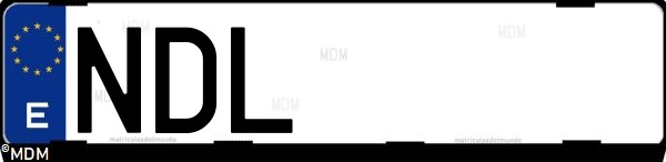 Matrícula española NDL, correspondiente al año 2025