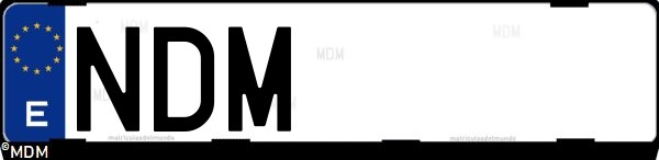 Matrícula española NDM, correspondiente al año 2025
