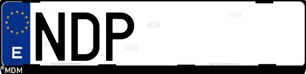 Matrícula española NDP, correspondiente al año 2025
