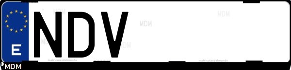 Matrícula española NDV, correspondiente al año 2025