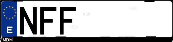 Matrícula española NFF, correspondiente al año 2025