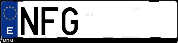 Matrícula española NFG, correspondiente al año 2025