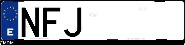 Matrícula española NFJ, correspondiente al año 2025