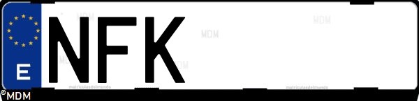 Matrícula española NFK, correspondiente al año 2025