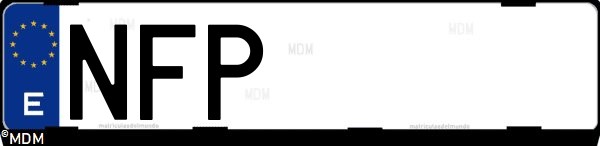 Matrícula española NFP, correspondiente al año 2025