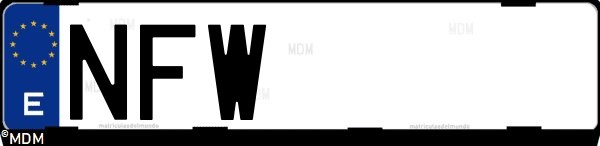 Matrícula española NFW, correspondiente al año 2025