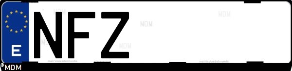 Matrícula española NFZ, correspondiente al año 2025