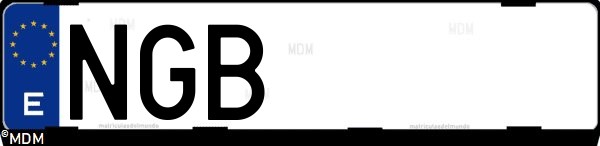 Matrícula española NGB, correspondiente al año 2025