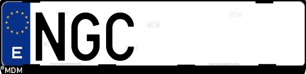 Matrícula española NGC, correspondiente al año 2025