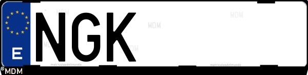 Matrícula española NGK, correspondiente al año 2025
