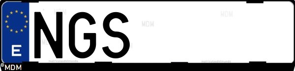 Matrícula española NGS, correspondiente al año 2025