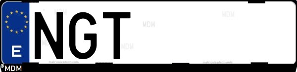 Matrícula española NGT, correspondiente al año 2025