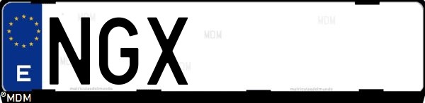 Matrícula española NGX, correspondiente al año 2025