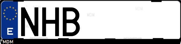 Matrícula española NHB, correspondiente al año 2025