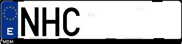 Matrícula española NHC, correspondiente al año 2025