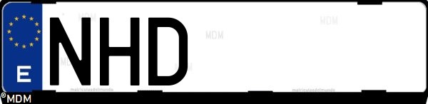Matrícula española NHD, correspondiente al año 2025