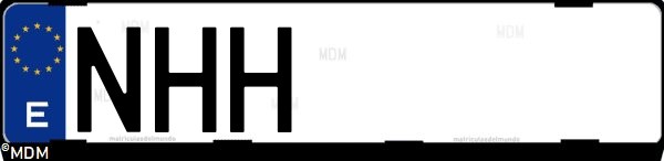 Matrícula española NHH, correspondiente al año 2025