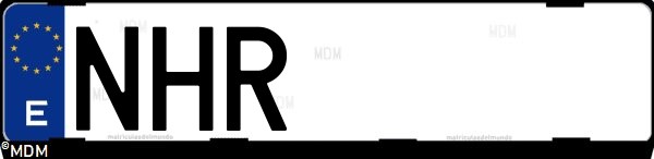 Matrícula española NHR, correspondiente al año 2025