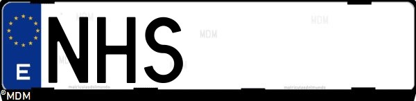 Matrícula española NHS, correspondiente al año 2025