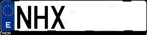 Matrícula española NHX, correspondiente al año 2025