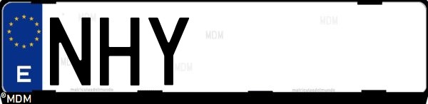 Matrícula española NHY, correspondiente al año 2025