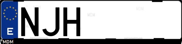 Matrícula española NJH, correspondiente al año 2025